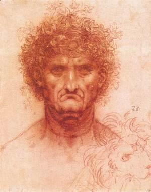 Leonardo Da Vinci - Old man with ivy wreath and lion's head