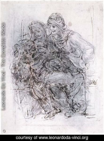 Leonardo Da Vinci - Study of St Anne, Mary and the Christ Child
