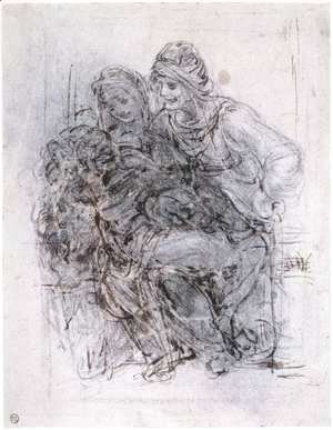 Leonardo Da Vinci - Study of St Anne, Mary and the Christ Child