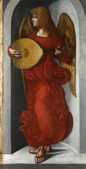 Leonardo Da Vinci - An Angel in Red with a Lute
