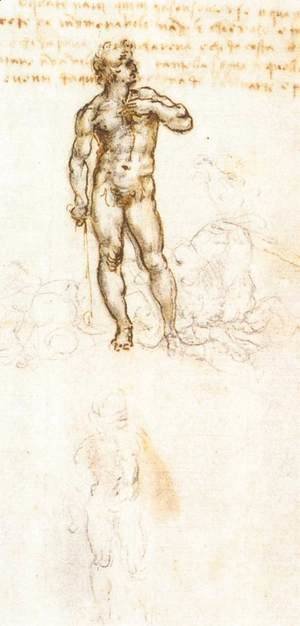 Leonardo Da Vinci - Study of David by Michelangelo (detail)