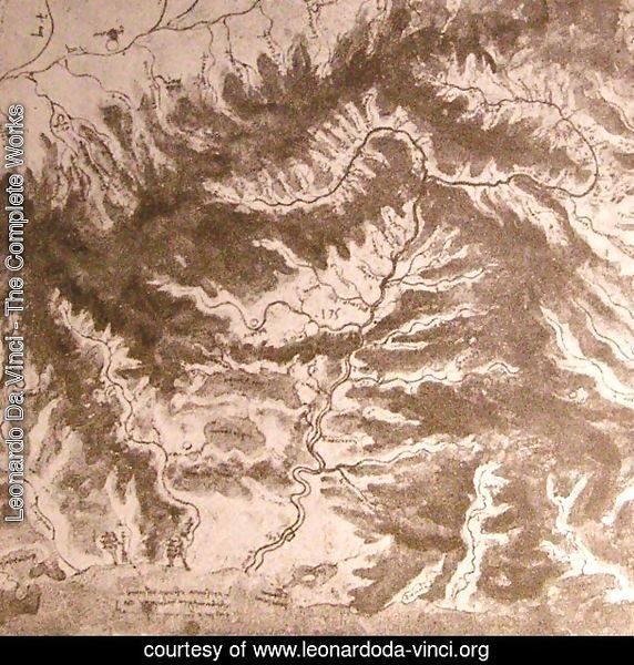 Topographical drawing of a river valley