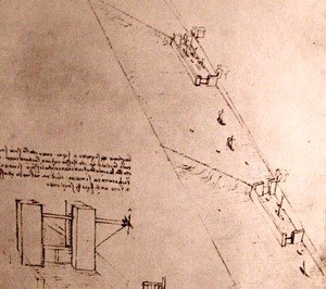 Leonardo Da Vinci - Drawing of locks on a river
