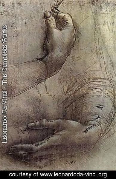 Study of Arms and Hands, a sketch by da Vinci popularly considered to be a preliminary study for the painting 'Lady with an Ermine'