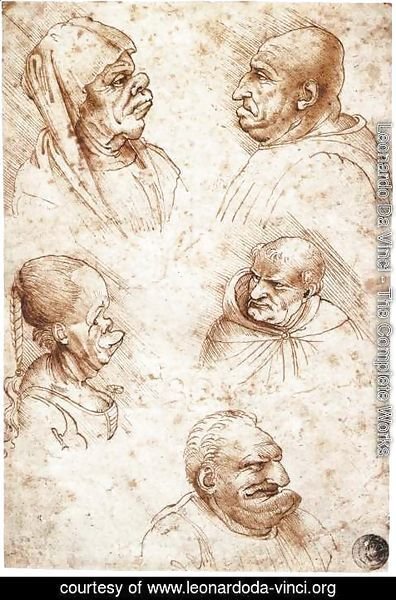 Leonardo Da Vinci - Five Caricature Heads