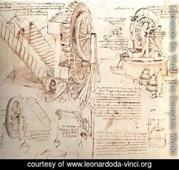 Leonardo Da Vinci - Drawings Of Water Lifting Devices
