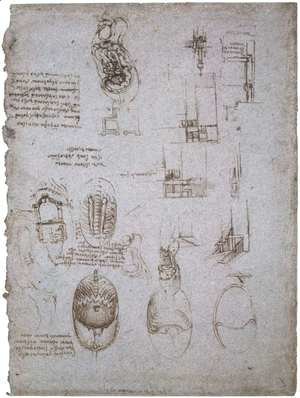 Leonardo Da Vinci - Studies Of The Villa Melzi And Anatomical Study