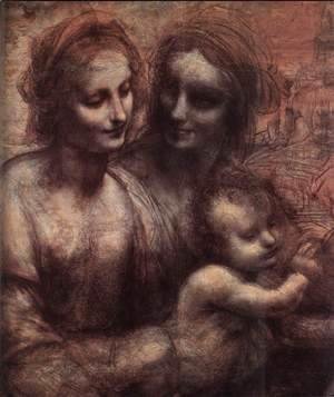 Leonardo Da Vinci - Madonna and Child with St Anne and the Young St John (detail) 1507-08