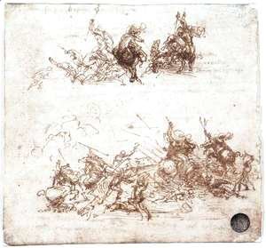 Leonardo Da Vinci - Study of battles on horseback and on foot 1503-04