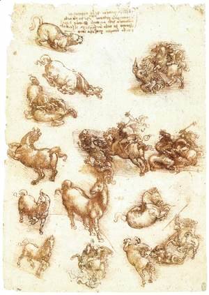 Leonardo Da Vinci - Study sheet with horses