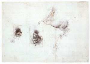 Leonardo Da Vinci - Studies of Leda and a horse