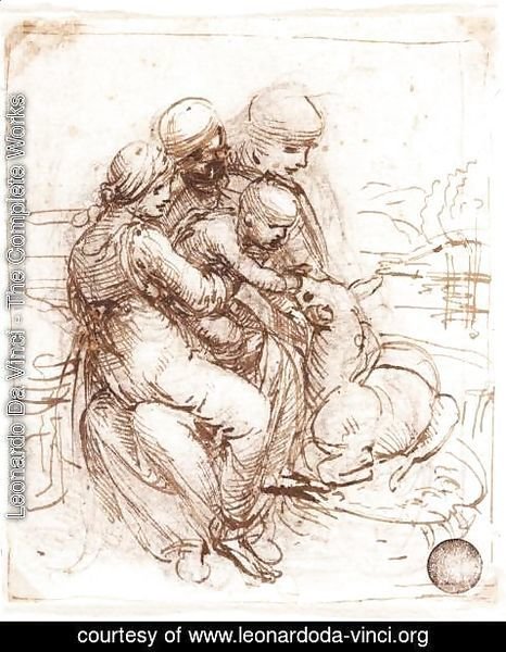 Leonardo Da Vinci - Study of St Anne, Mary, the Christ Child and the young St John