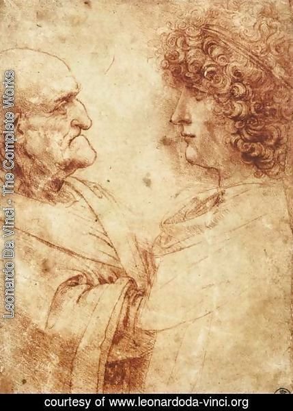 Leonardo Da Vinci - Heads of an old man and a youth