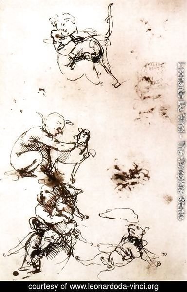 Leonardo Da Vinci - Study of a child with a cat (facsimile)