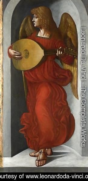 An Angel in Red with a Lute