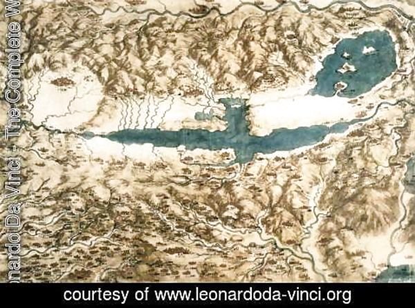 Leonardo Da Vinci - Bird's Eye View of a Landscape