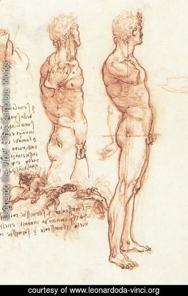 Leonardo Da Vinci - The anatomy of a male nude and a battle scene