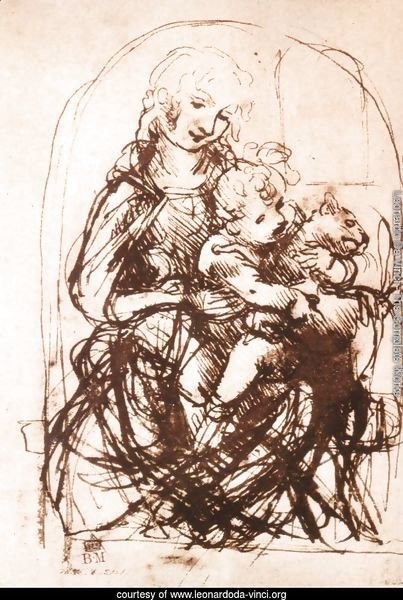Study Of The Madonna And Child With A Cat