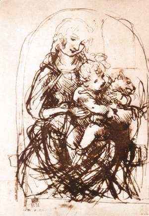 Study Of The Madonna And Child With A Cat