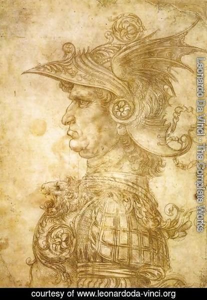 Leonardo Da Vinci - Profile Of A Warrior In Helmet