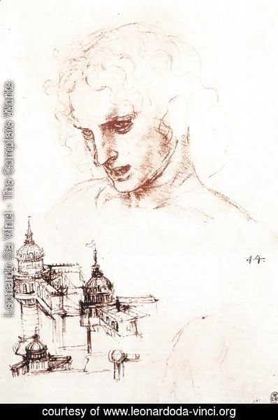 Leonardo Da Vinci - Study of an apostle's head and architectural study 1494-98