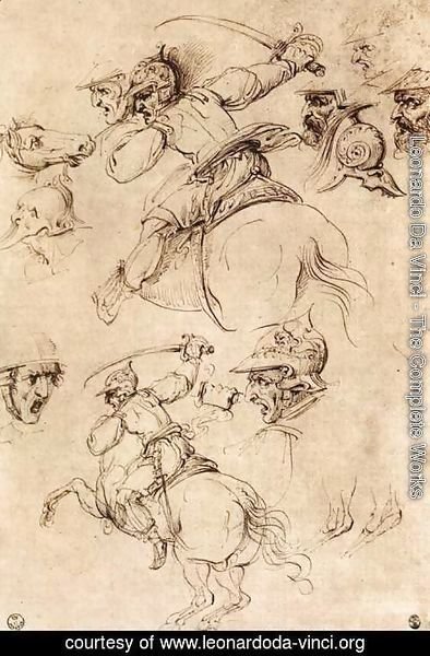Leonardo Da Vinci - Study of battles on horseback 1503-04