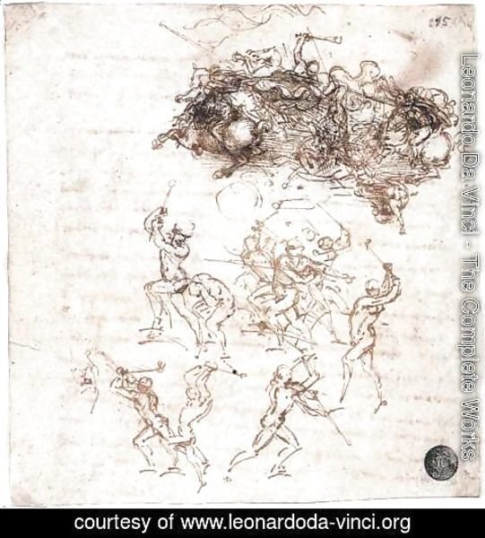 Leonardo Da Vinci - Study of battles on horseback and on foot (2) 1503-04